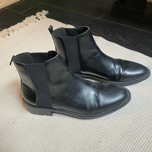 zara black leather boots